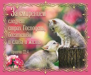Открытка маленькая "За смирением следует страх Господень, богатство и слава и жизнь".